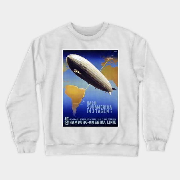 Vintage Travel Poster Germany Graf Zeppelin Crewneck Sweatshirt by vintagetreasure